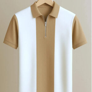 Try This Men Typography Polo Neck Cotton Blend Brown, White T-Shirt